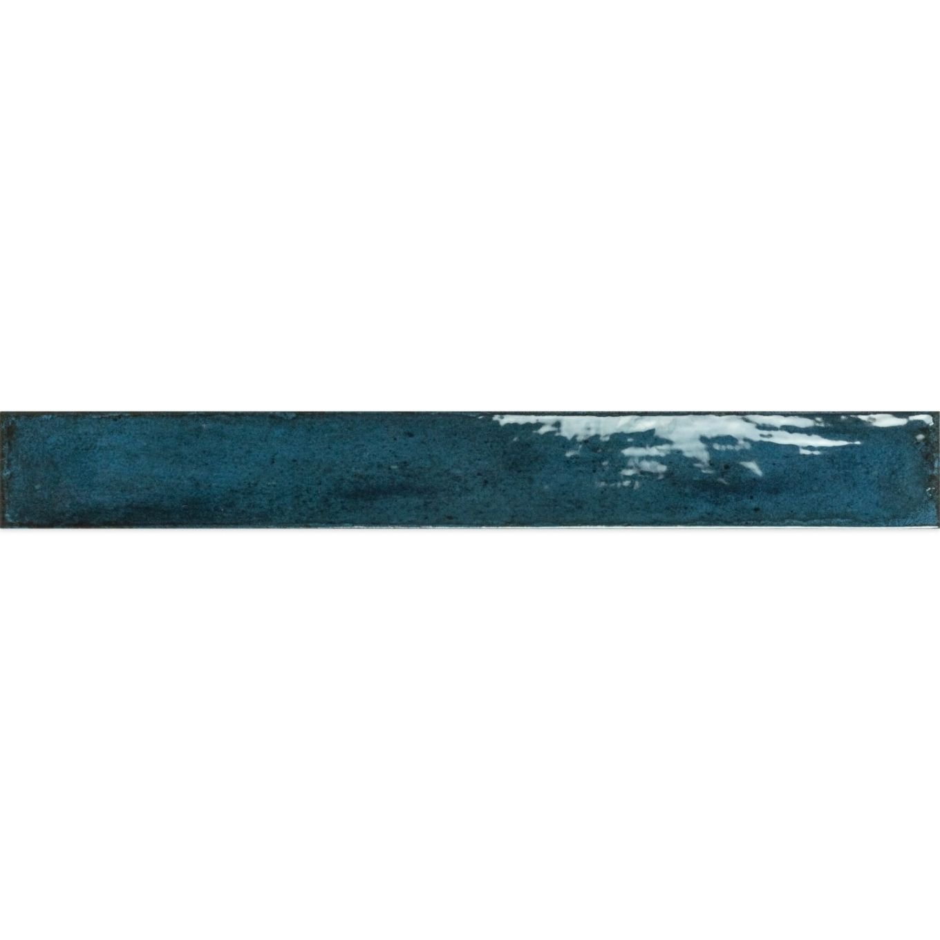 Capri Blue Gloss Ceramic Brick Tile 400x50mm