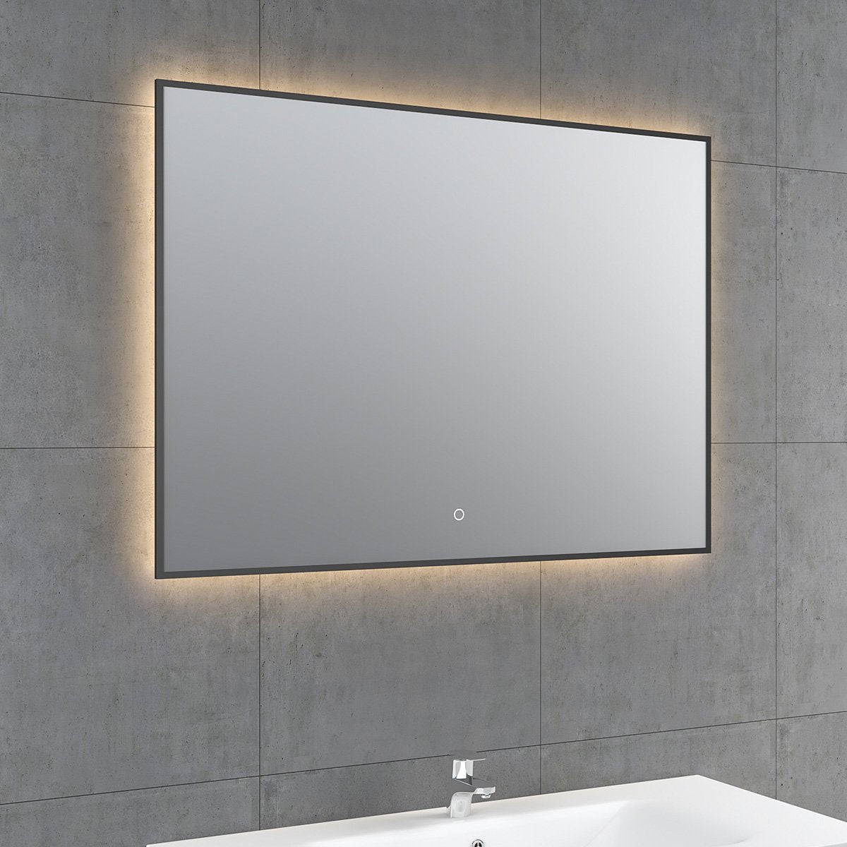 Rione Rectangular Black Backlit LED Mirror 1000x550mm