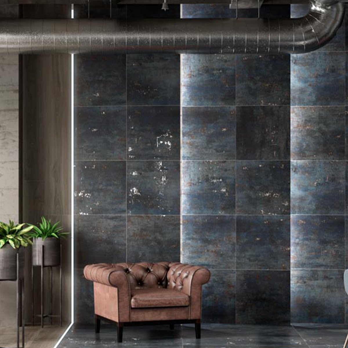 Metallon Royal Blue Semi-Polished Metallic Porcelain Tile 600x600mm