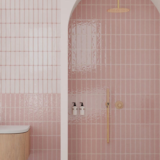 Santa Cruz Base Pink Gloss Brick Tile 200x65mm
