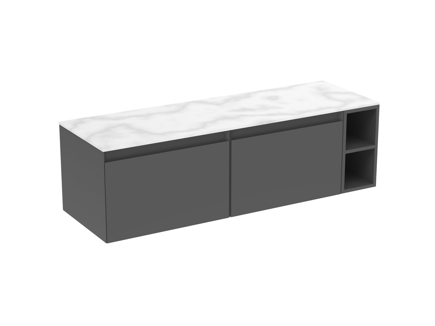 UNI 140cm Kit - 2 x 60cm 1 Drawer wall mounted unit, 20cm Spacer & 140cm Countertop