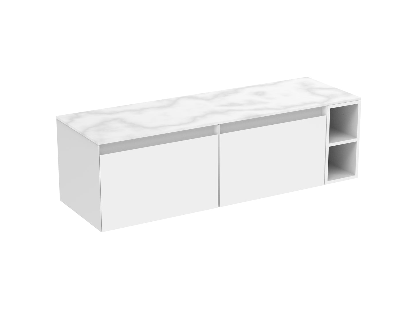 UNI 140cm Kit - 2 x 60cm 1 Drawer wall mounted unit, 20cm Spacer & 140cm Countertop
