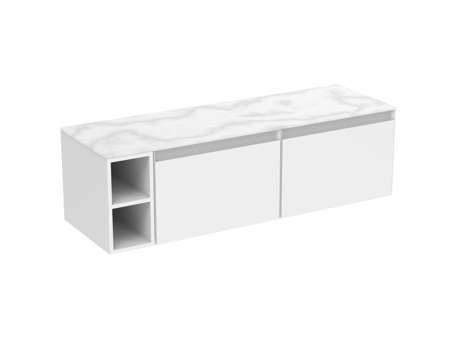 UNI 140cm Kit - 2 x 60cm 1 Drawer wall mounted unit, 20cm Spacer & 140cm Countertop