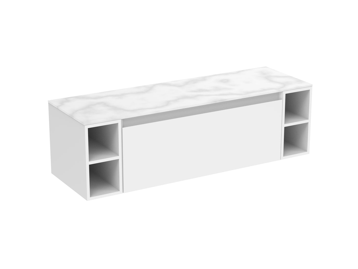 UNI 140cm Kit - 100cm 2 Drawer wall mounted unit, 2 x 20cm Spacers & 140cm Countertop