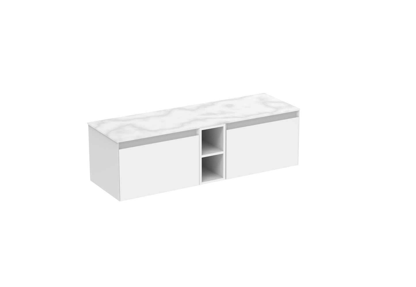 UNI 140cm Kit - 2 x 60cm 1 Drawer wall mounted unit, 20cm Spacer & 140cm Countertop