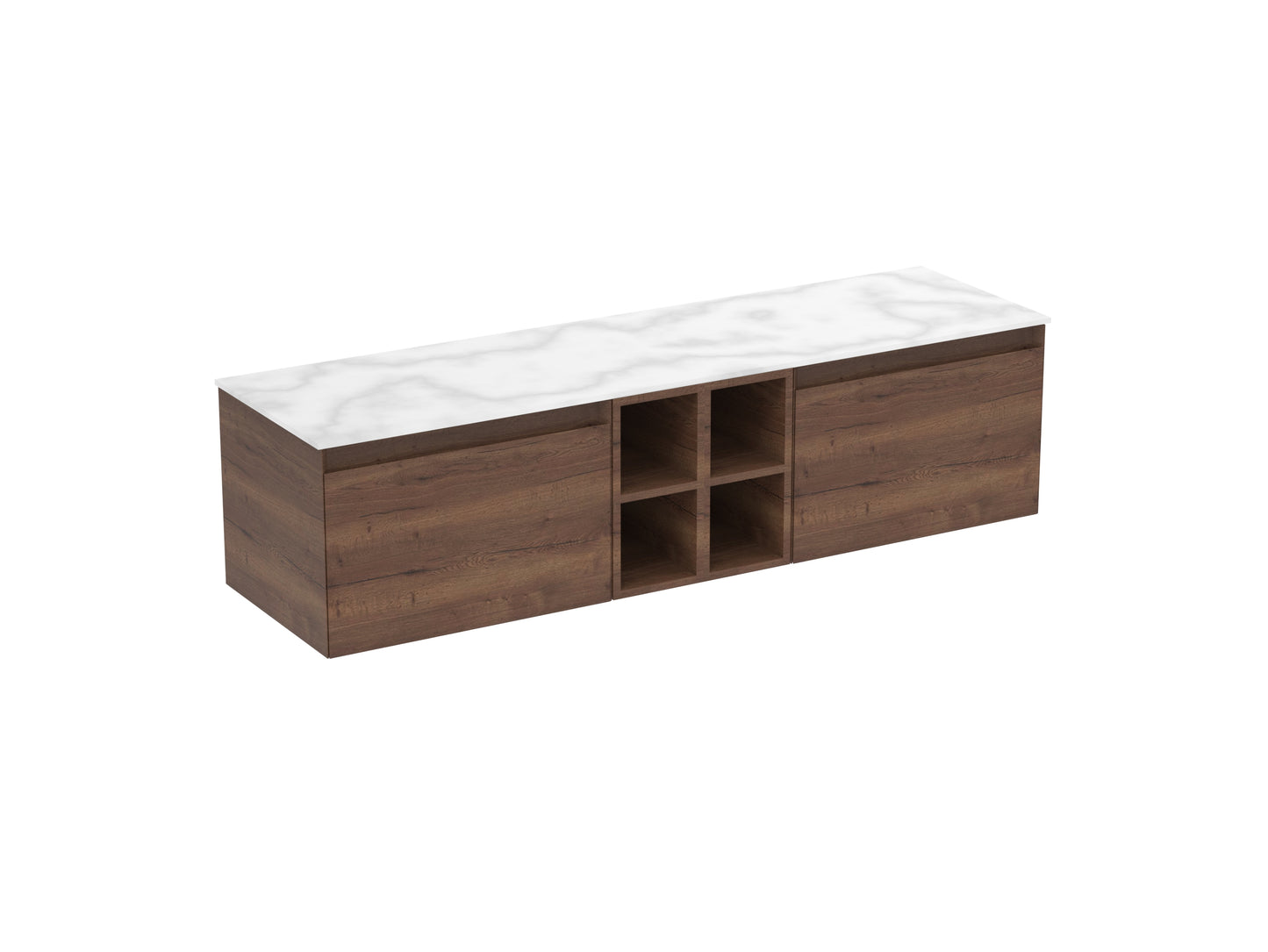 UNI 160cm Kit - 2 x 60cm 1 Drawer wall mounted unit, 2 x 20cm Spacers & 160cm Countertop
