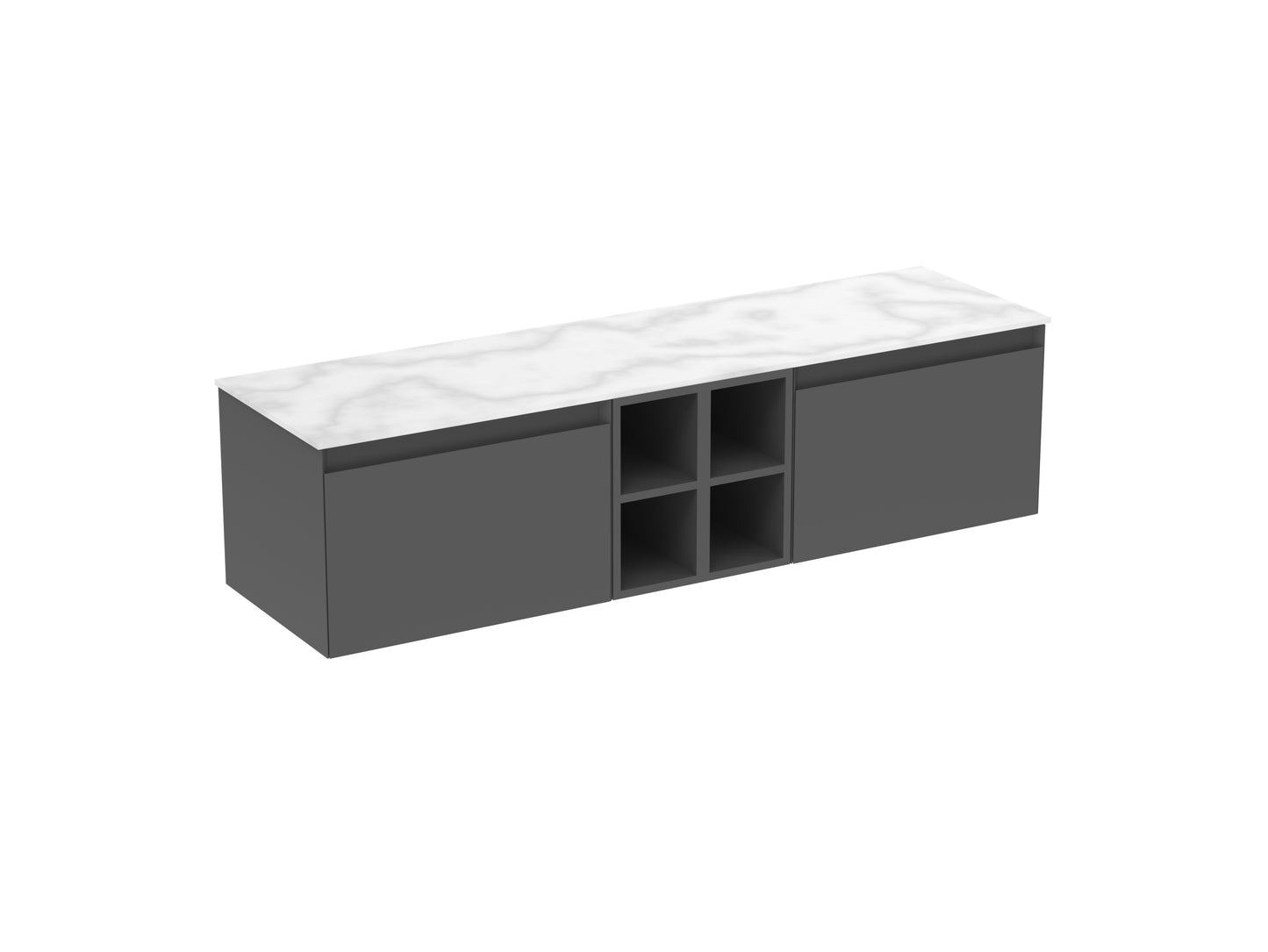 UNI 160cm Kit - 2 x 60cm 1 Drawer wall mounted unit, 2 x 20cm Spacers & 160cm Countertop