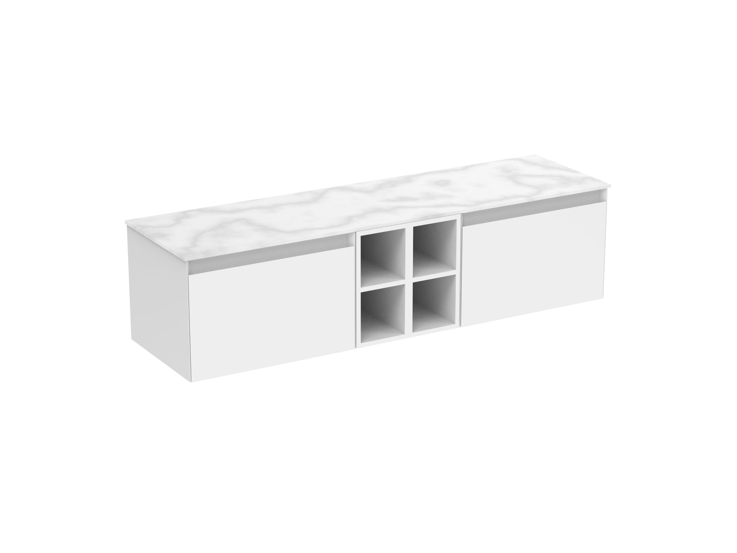 UNI 160cm Kit - 2 x 60cm 1 Drawer wall mounted unit, 2 x 20cm Spacers & 160cm Countertop