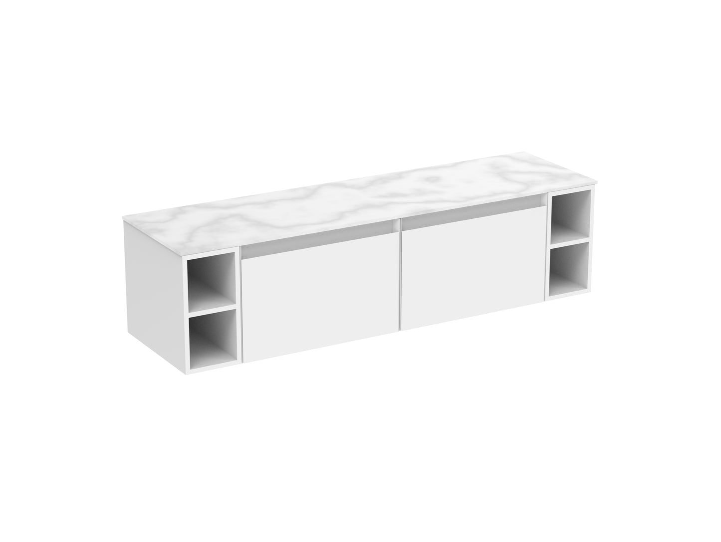 UNI 160cm Kit - 2 x 60cm 1 Drawer wall mounted unit, 2 x 20cm Spacers & 160cm Countertop