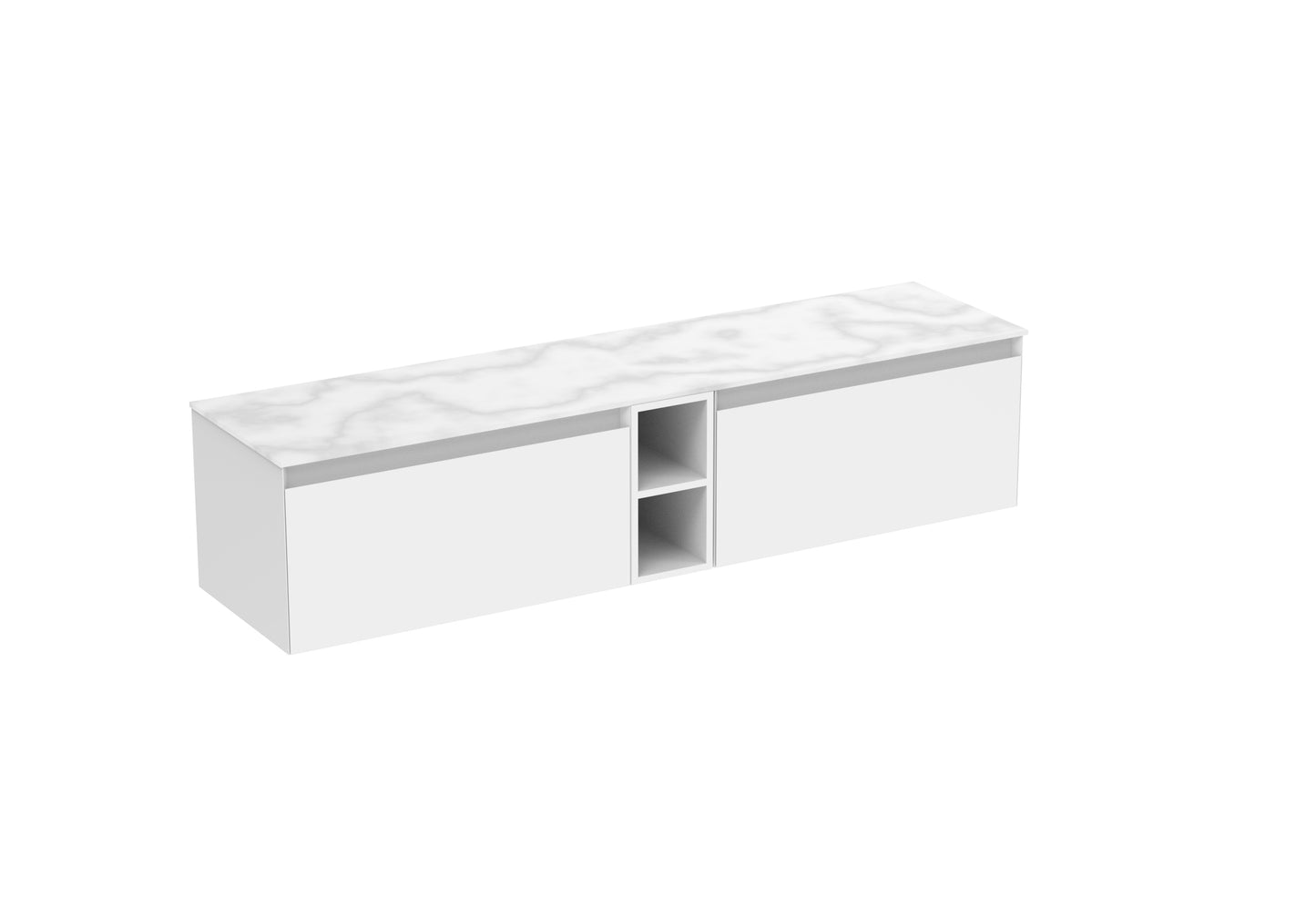 UNI 180cm Kit - 2 x 80cm 1 Drawer wall mounted unit, 20cm Spacer & 180cm Countertop