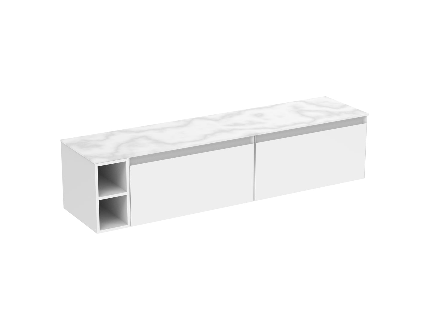 UNI 180cm Kit - 2 x 80cm 1 Drawer wall mounted unit, 20cm Spacer & 180cm Countertop
