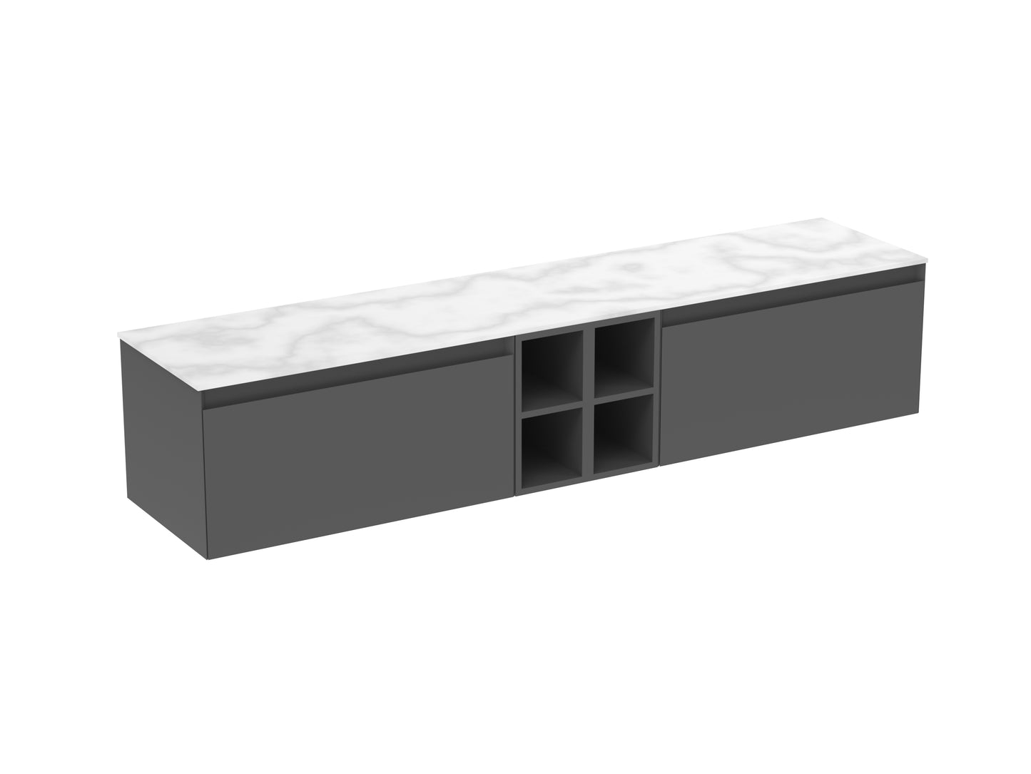 UNI 200cm Kit - 2 x 80cm 1 Drawer wall mounted unit, 2 x 20cm Spacers & 200cm Countertop