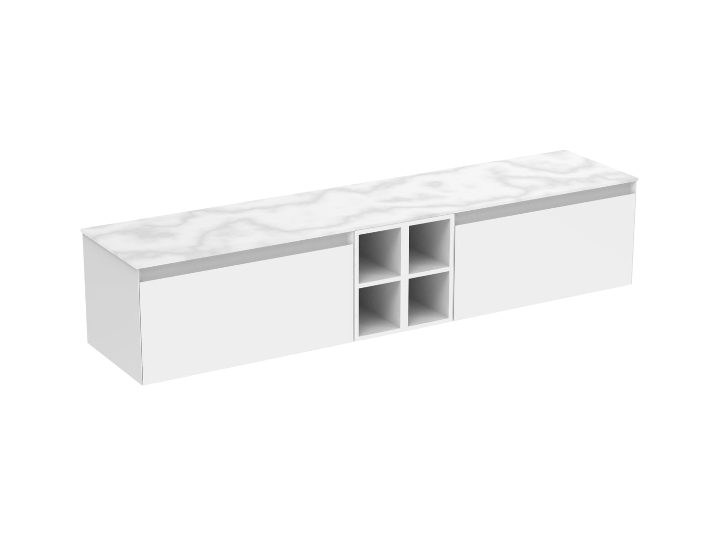 UNI 200cm Kit - 2 x 80cm 1 Drawer wall mounted unit, 2 x 20cm Spacers & 200cm Countertop