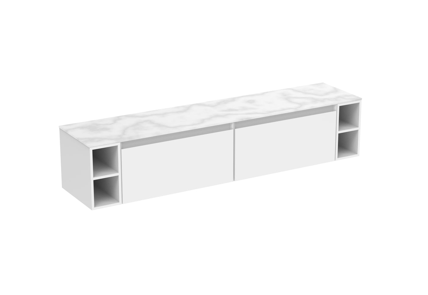 UNI 200cm Kit - 2 x 80cm 1 Drawer wall mounted unit, 2 x 20cm Spacers & 200cm Countertop