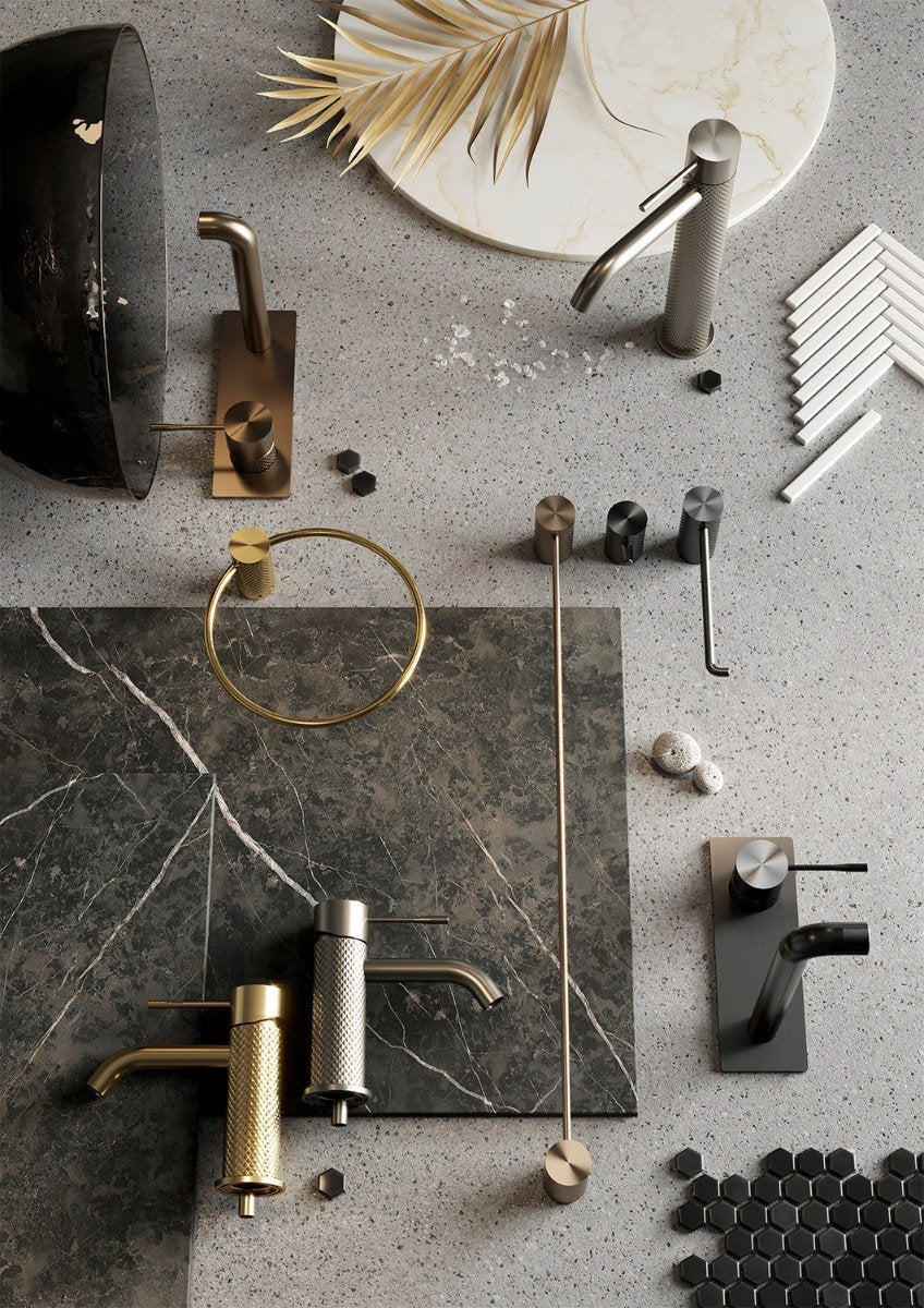 Moray Champagne Gold Knurled Tall Basin Tap