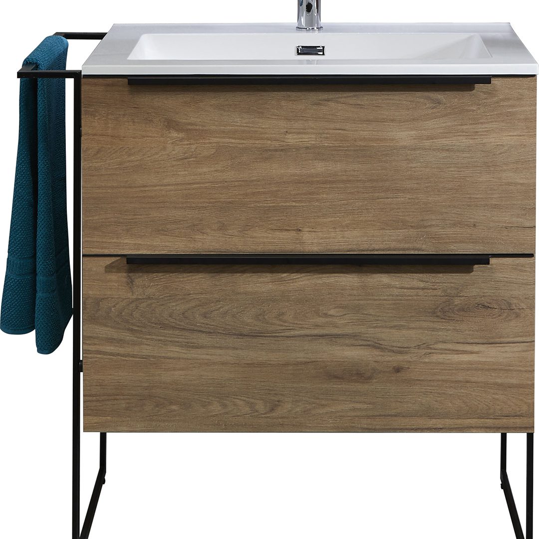 Elegant Haven Ulva 600 Urban Oak 2 Drawer Floor Standing Unit And Frame 56205-