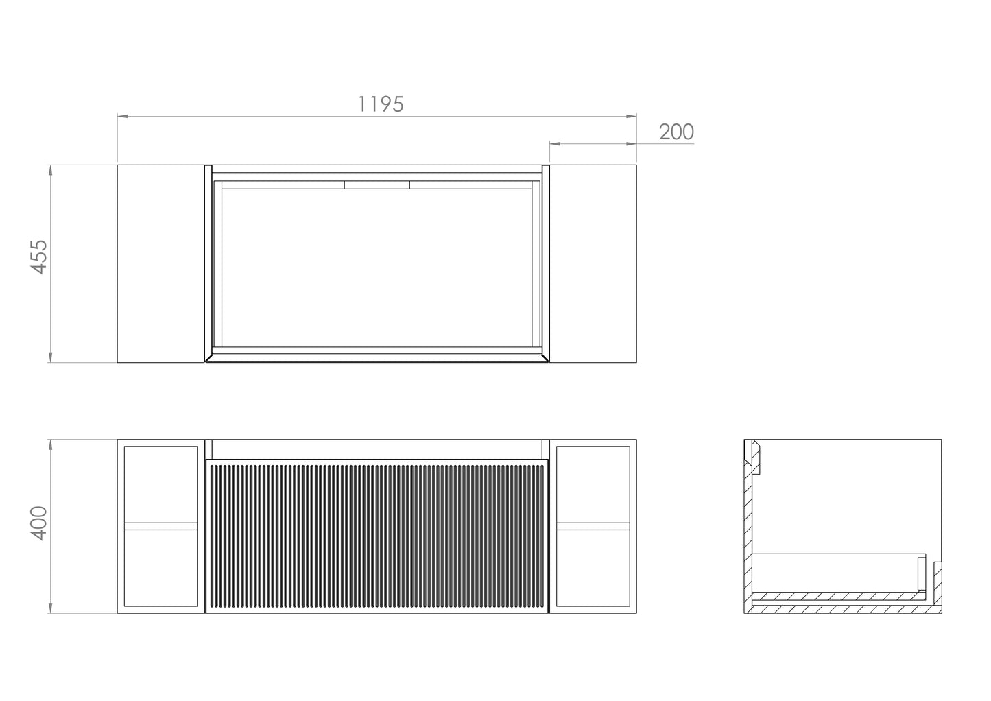 Saneux MONUMENT 120cm Kit - 80cm 1 Drawer Wall Mounted Unit with 2 x 20cm Spacers & Countertop