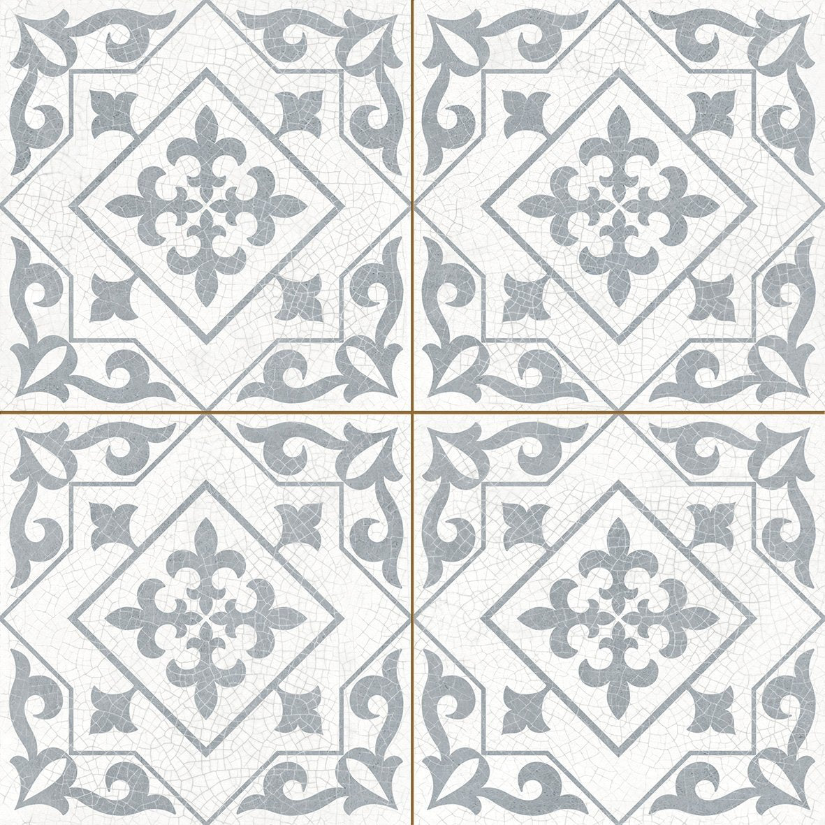 Tarifa Silver Patterned Matt Ceramic Tile 450x450mm
