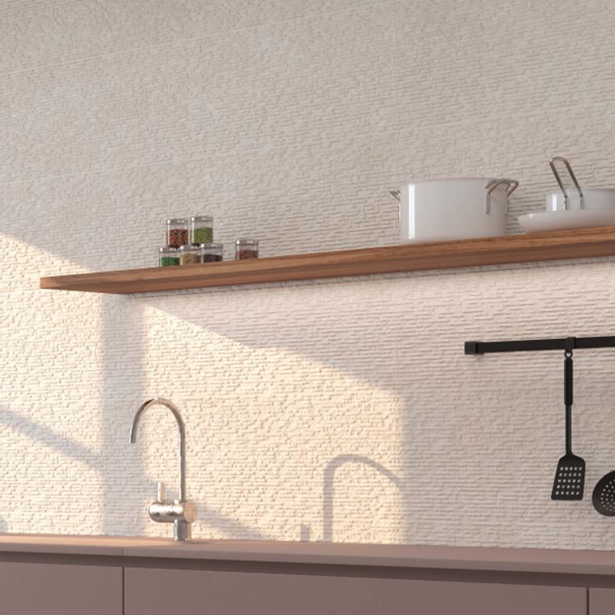 Graffi Beige Stripe Matt Ceramic Tile 320x900mm