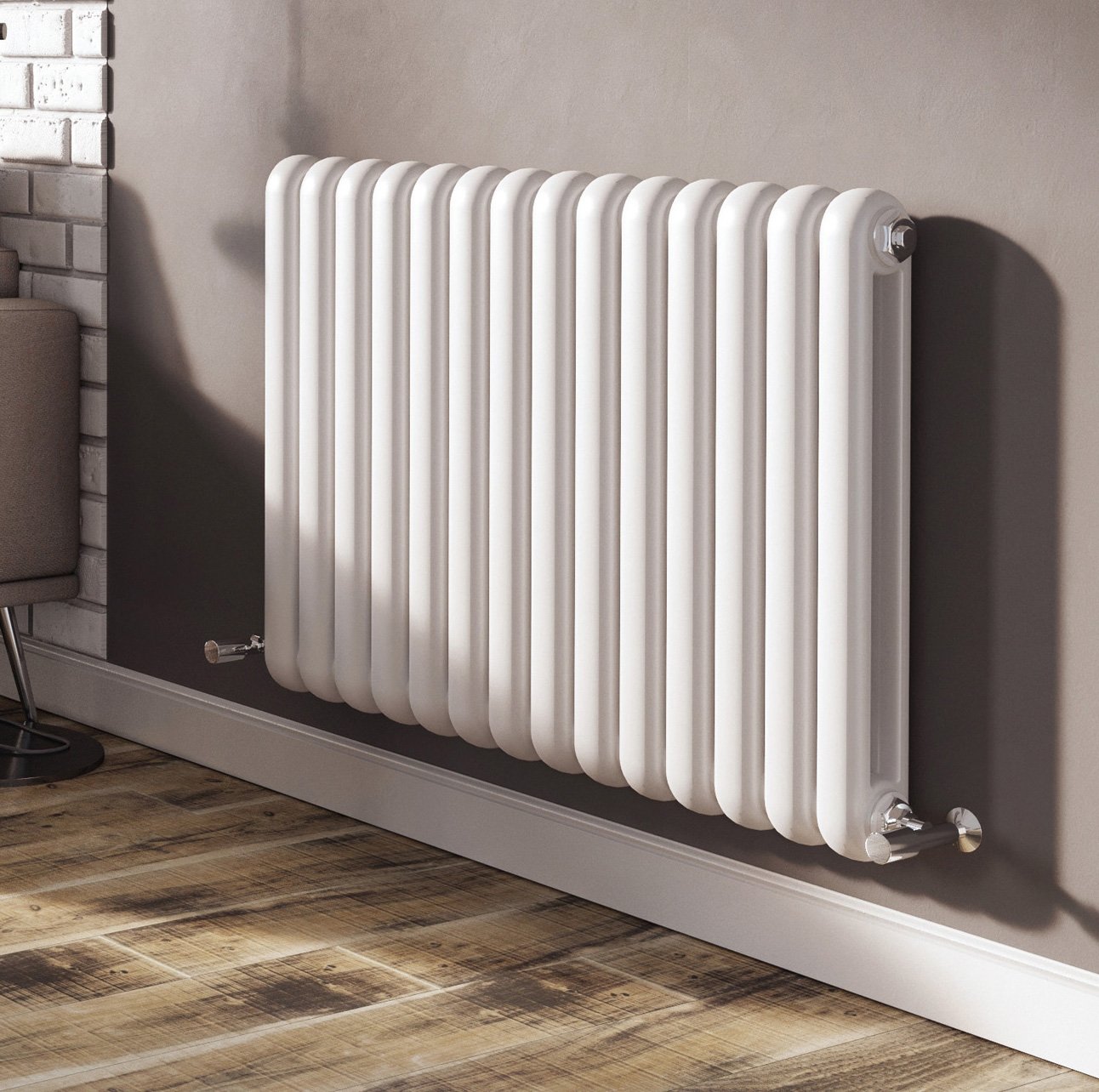 Etam White Horizontal Column Radiator 600x860mm