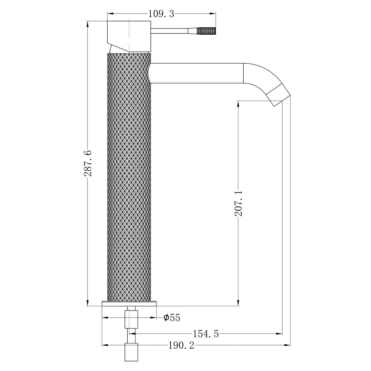 Moray Satin Bronze Knurled Tall Basin Tap
