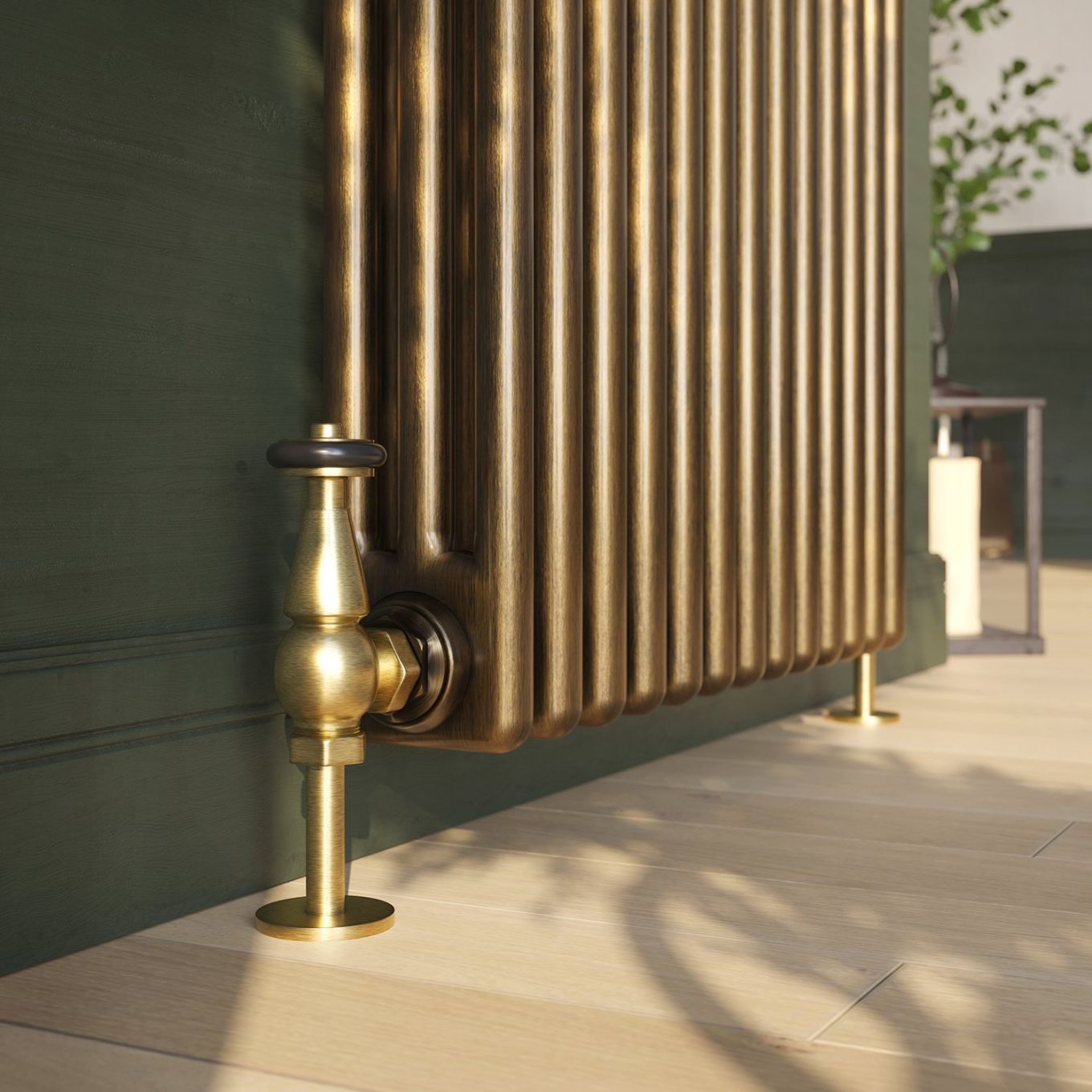 Clement Antique Brass Triple Horizontal Column Radiator 400x1190mm
