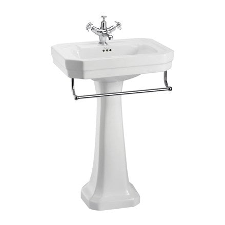 Victorian 56cm Basin, Towel Rail & Regal Pedestal
