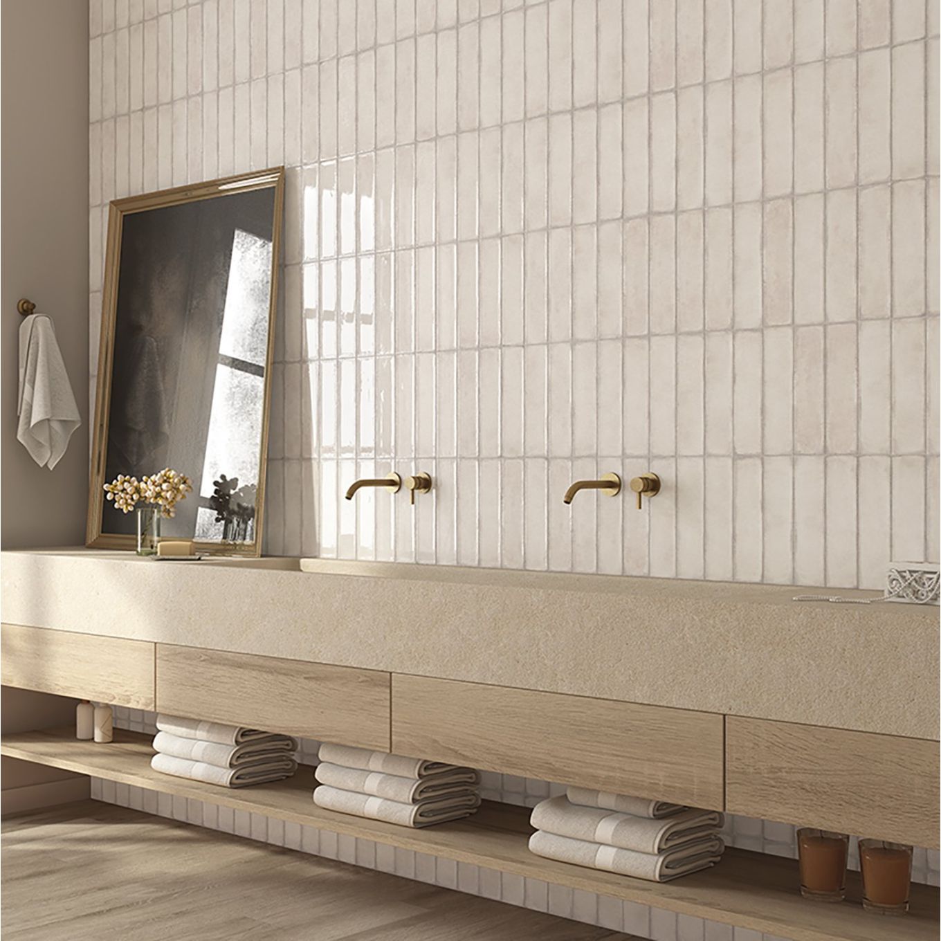 Inca Beige Glossy Ceramic Brick Tile 75x300mm