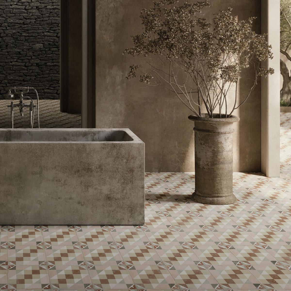 Machu Favara Matt Porcelain Patterned Tile 223x223mm