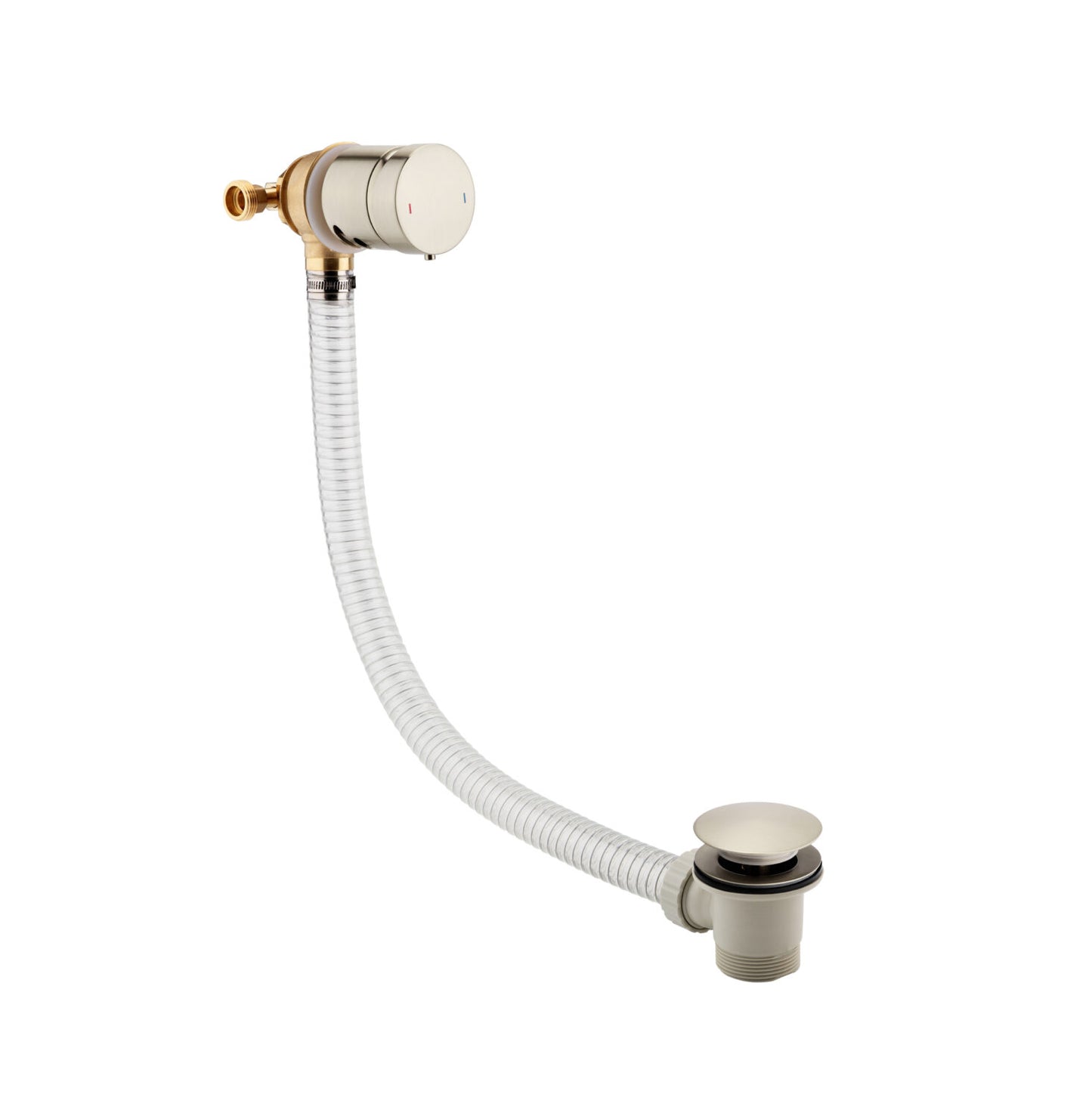 Bath Filler & Overflow with Click Clack Waste Brushed Nickel