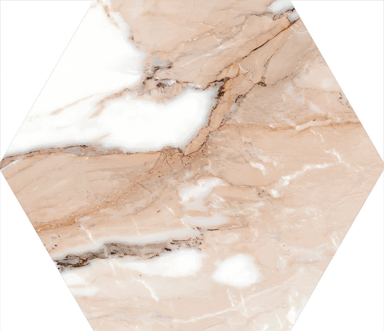 Charlie Beige Hex Marble Matt Porcelain Tile 290x258mm