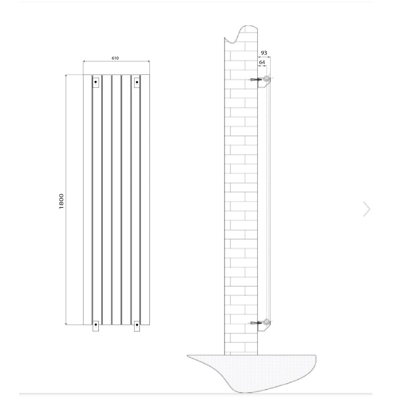 Perth White Double Vertical Flat Panel Radiator 1800x610mm