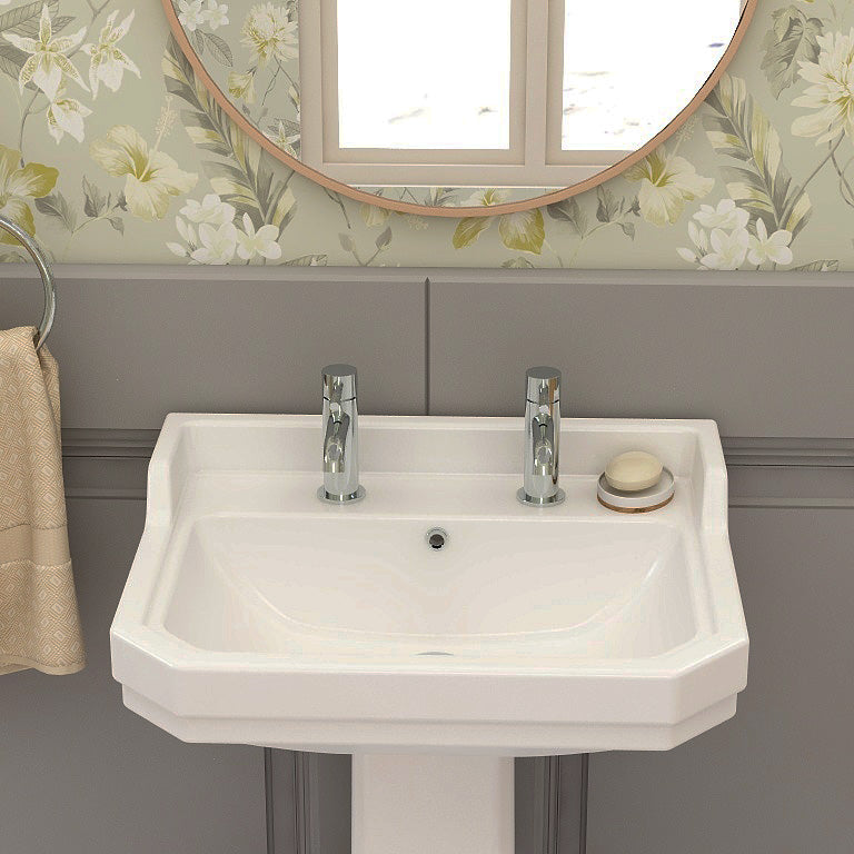 Wyndham traditional 580mm basin with two tap holes