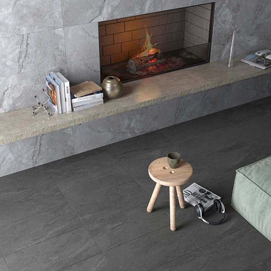 Terrence Black Matt Porcelain Tile 600x1200mm