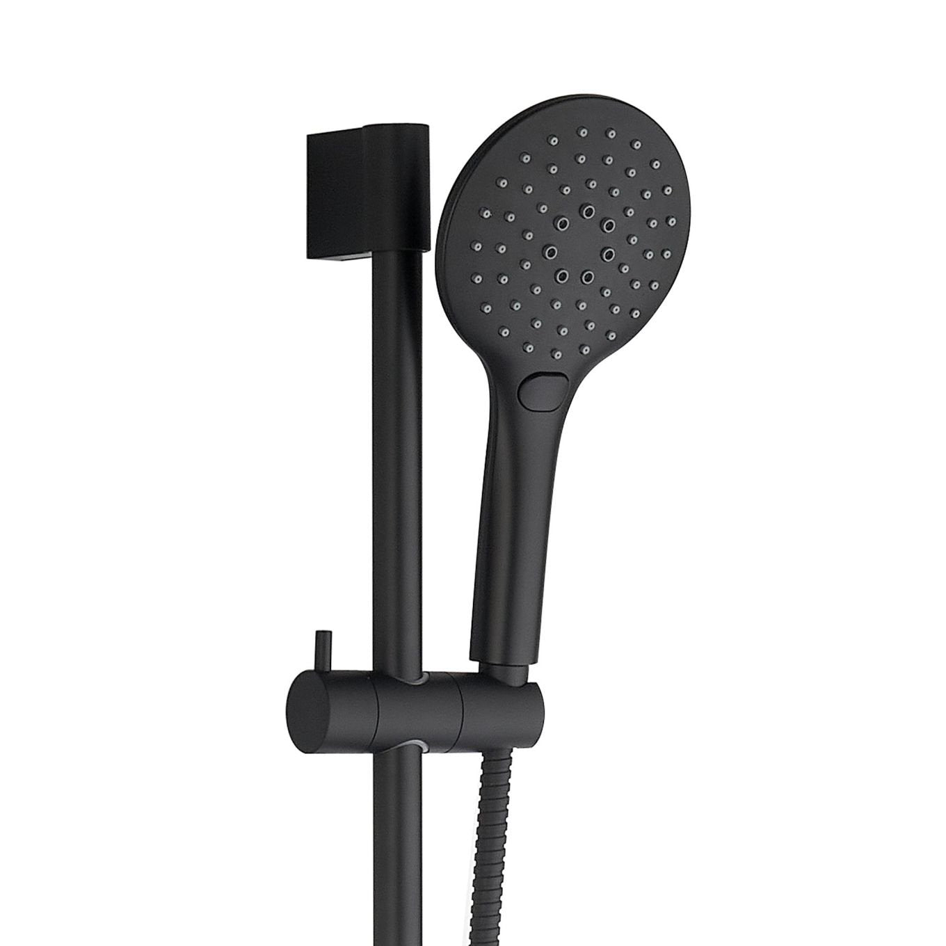 Aden Black Round Exposed Thermostatic Bar Valve & Slide Rail Shower Kit