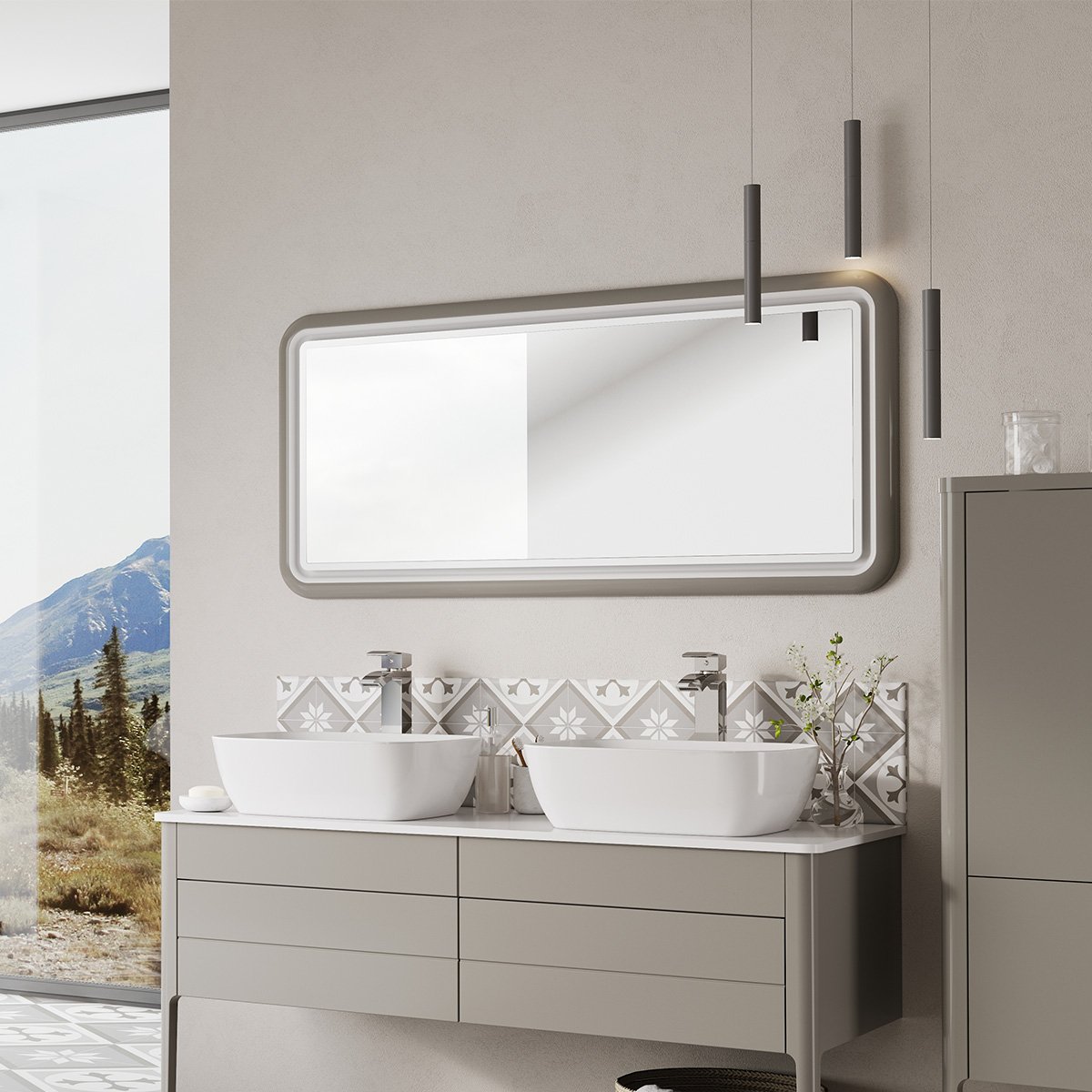 Stonehouse French Grey Illuminated LED Mirror 1180mm