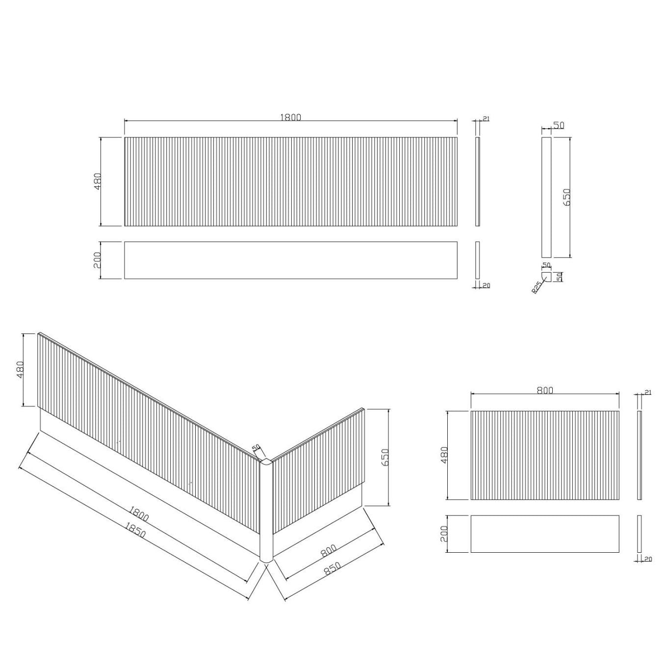 Wish Ribbed Green End Bath Panel & Corner Post