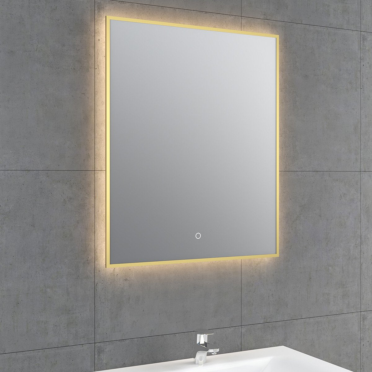 Rione Rectangular Gold Backlit LED Mirror 600x725mm