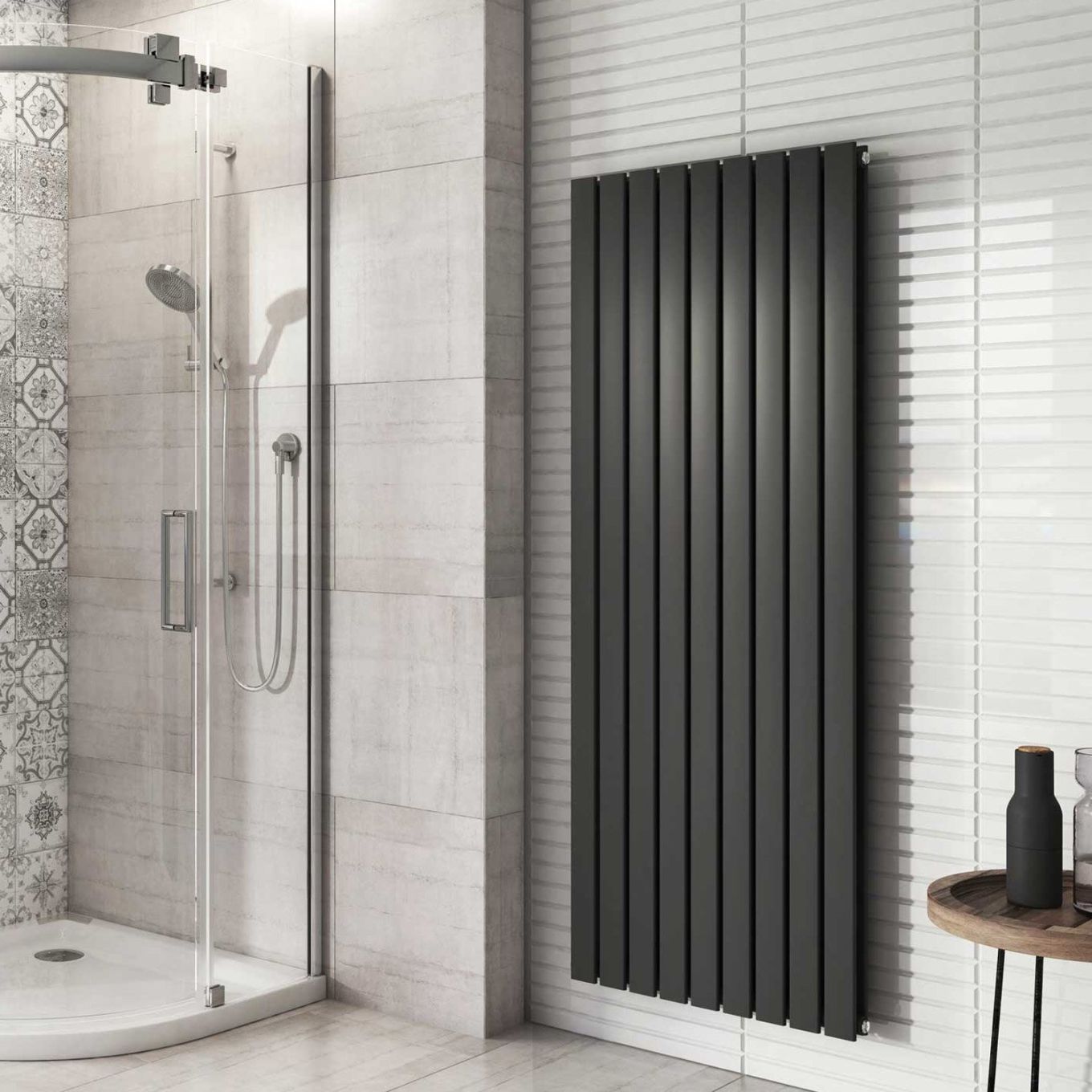 Perth Grey Single Vertical Flat Panel Radiator 1600x610mm