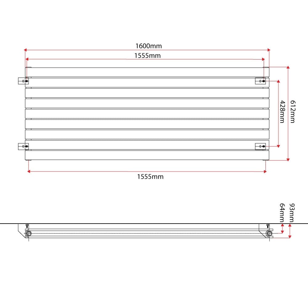 Perth White Double Horizontal Flat Panel Radiator 610x1600mm
