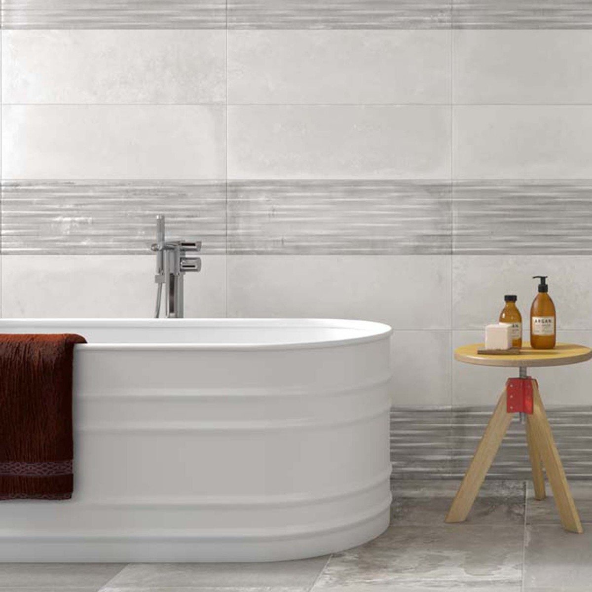 Fabrika White Cloud Plain Ceramic Tile 250x750mm