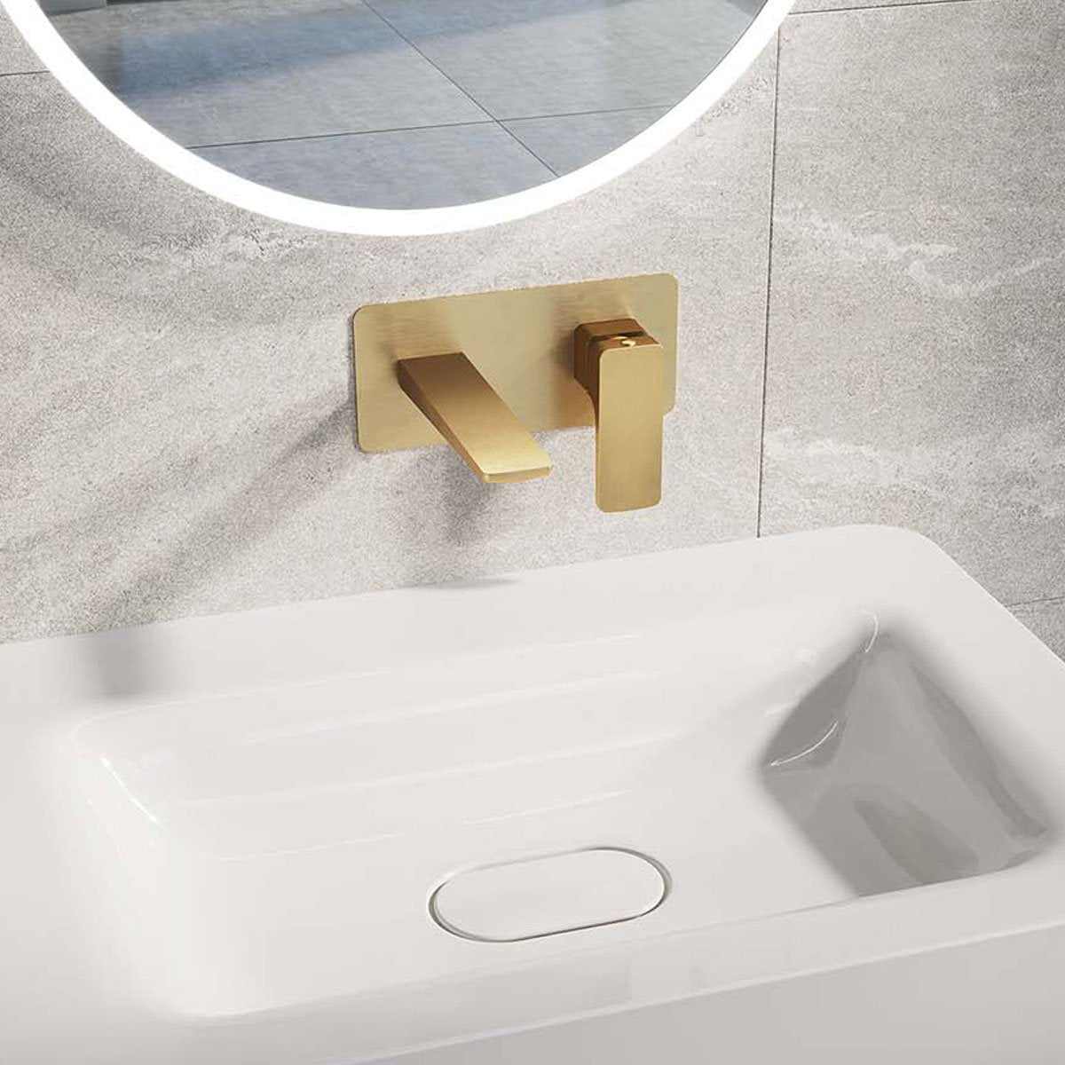 Zena Brushed Gold Wall Mounted Basin Mixer Tap