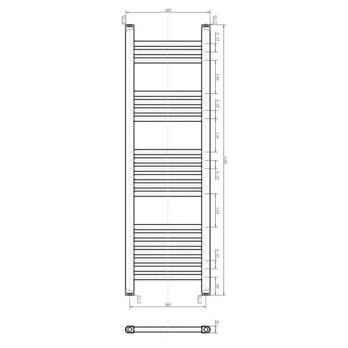 Neptune Brushed Gold Heated Towel Rail 1200x400mm