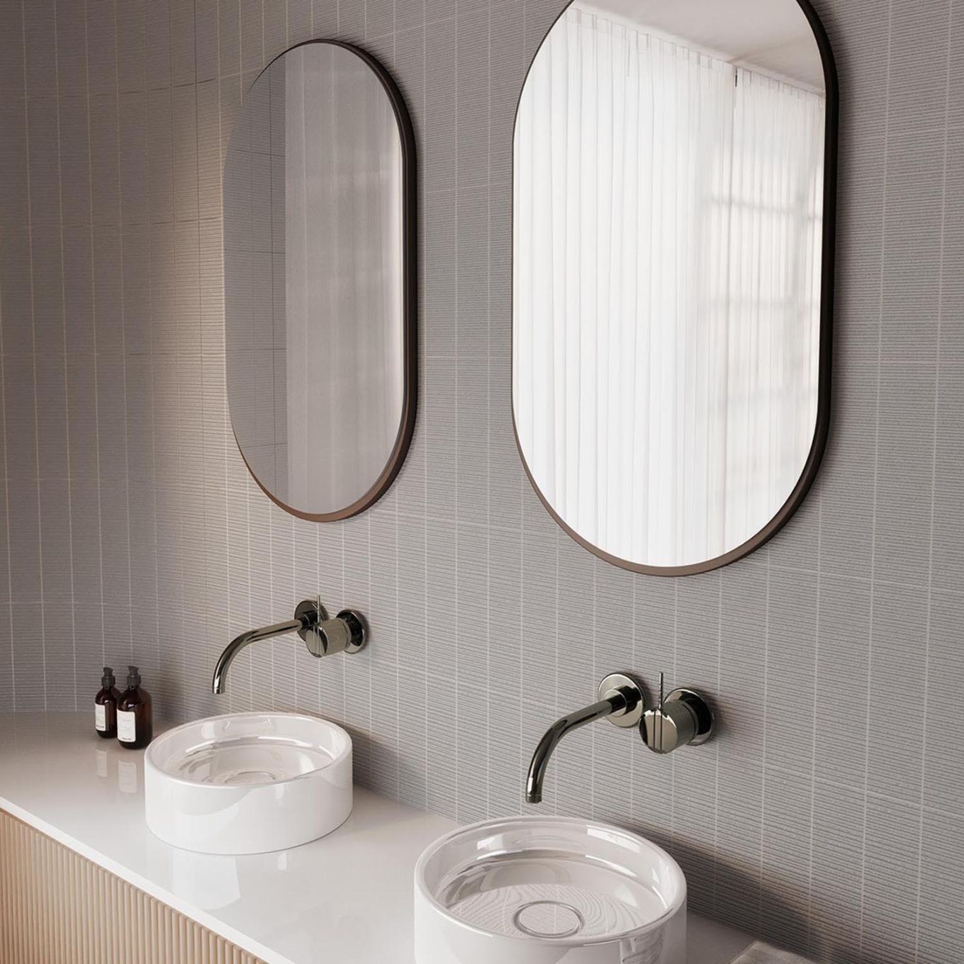 Viera Grey Ribbed Matt Ceramic Brick Tile 75x300mm