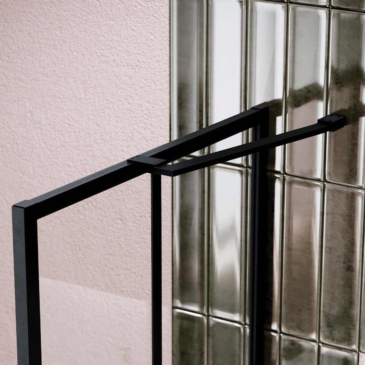 Amien Matt Black Shower Screen Angled Support Bar 480mm