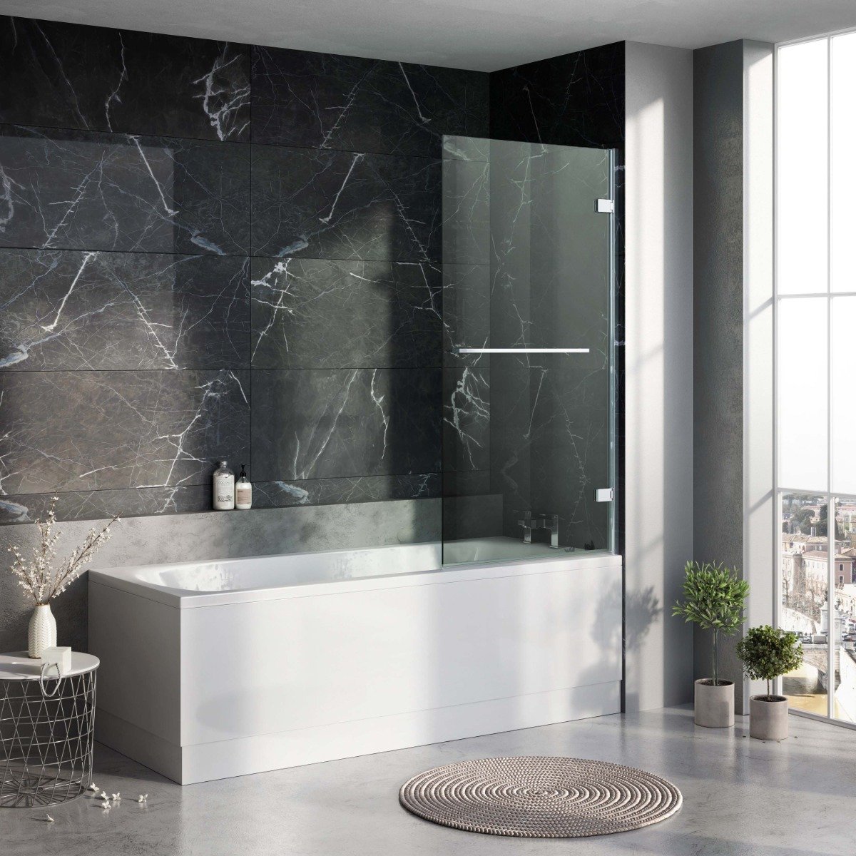 Glacier Black Marble Gloss Porcelain Tile 450x1200mm