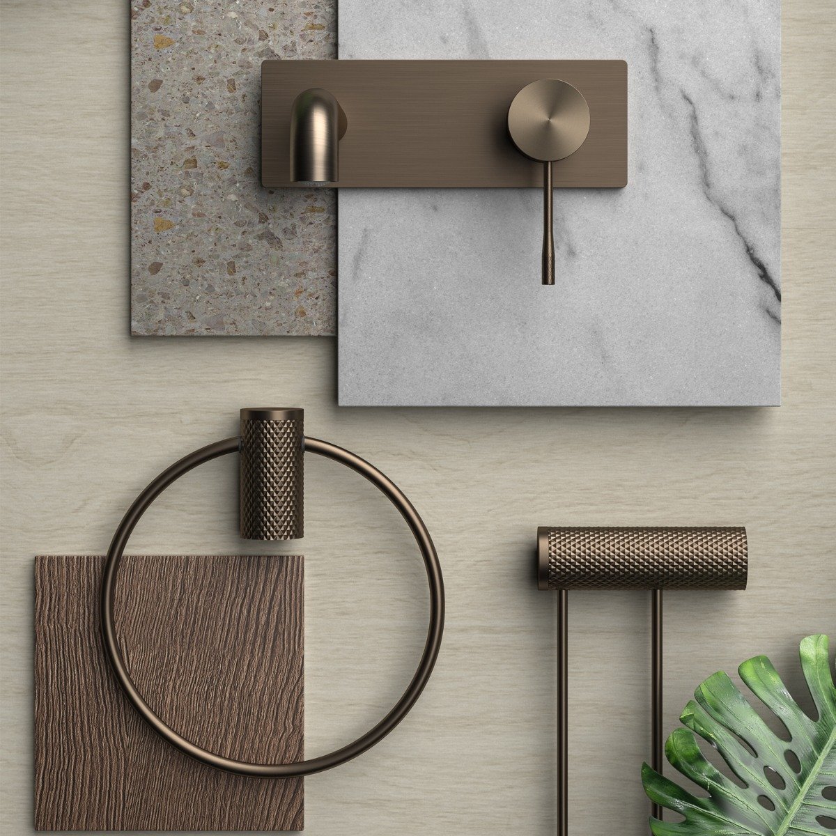 Moray Satin Bronze Knurled Wall Mounted Basin Tap