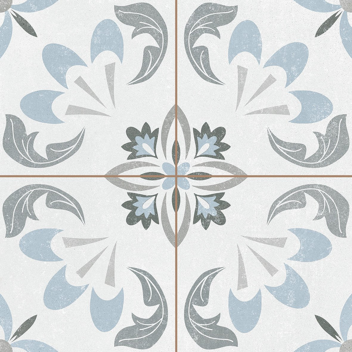 Seville Blue Patterned Matt Ceramic Tile 450x450mm