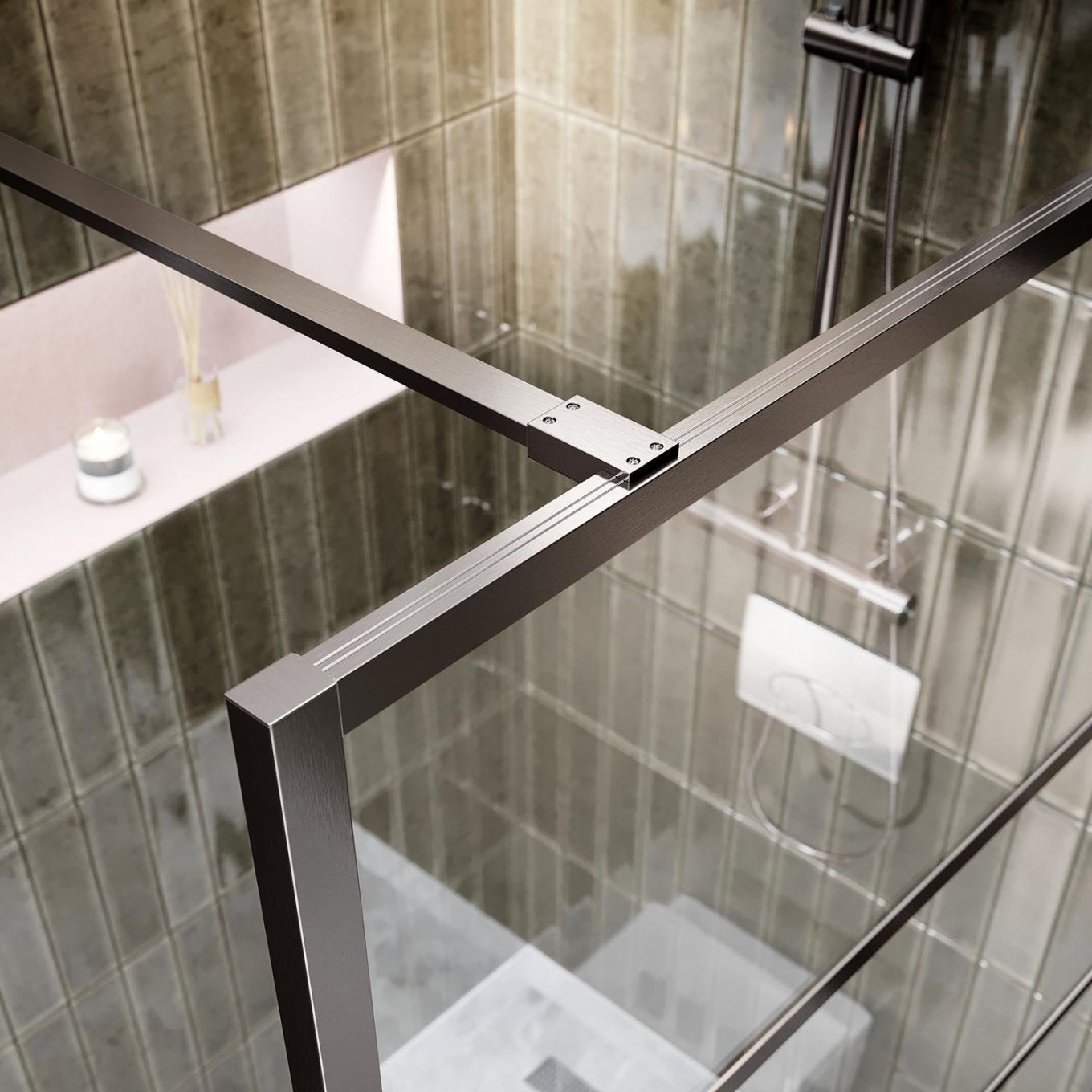 Amien Gunmetal Shower Screen Straight Support Bar 1200mm