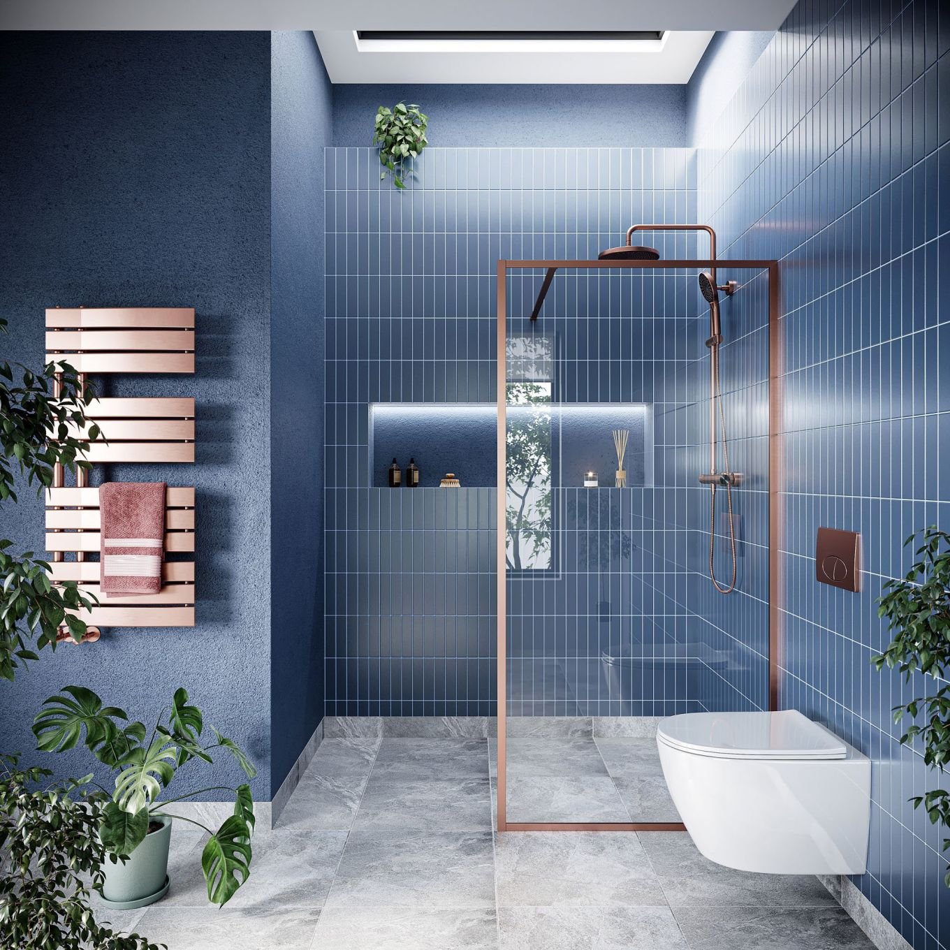 Amien Brushed Bronze Framed Clear Glass Shower Screen 980mm